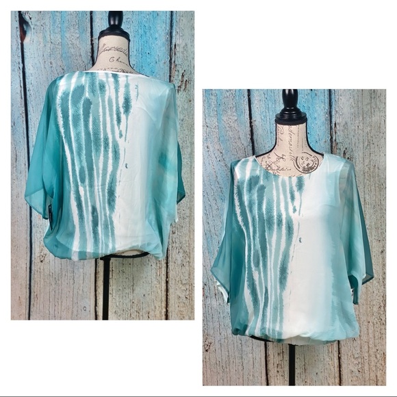 ALFANI NWT Linear Dye Smocked Tie Dye Top - Picture 4 of 12